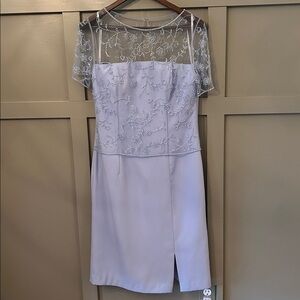 Michaelangelo Beaded Illusion Dress Wedding Guest Formal Light Blue Size 10